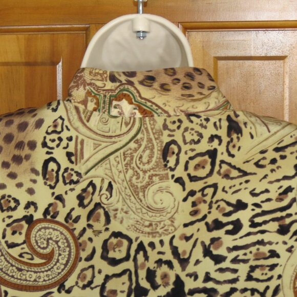 VTG Willow Ridge Jacket Golds/Browns/Black Animal Print Nehru Collar Size 16P - Picture 6 of 10